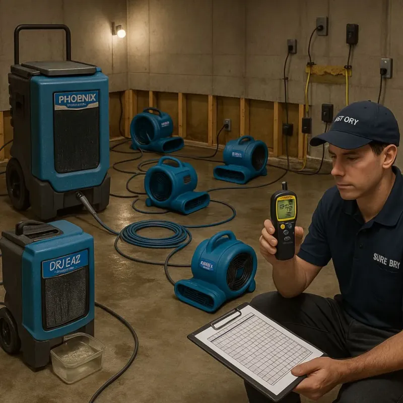 Structural Drying and Dehumidification process in Belmont, CA